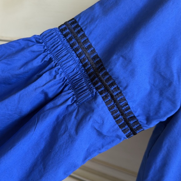 Tory Burch Aubrey Poplin Tunic Embroidered Peasant Top Blouse Size 8 - Picture 3 of 8